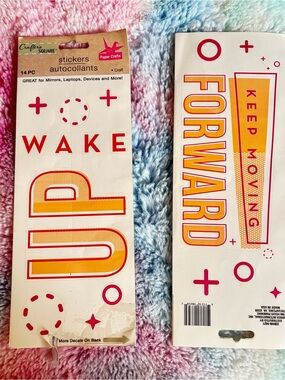 Dark Pink and Orange Yellow motivational wall decal stickers NWT set of 2